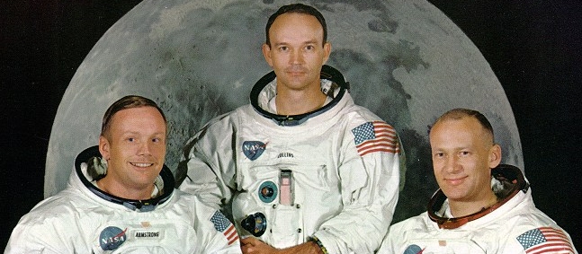 Astronauts Neil Armstrong (Commander for Apollo 11), Michael Collins (Command Module Pilot), Edwin Aldrin (Lunar Module Pilot)